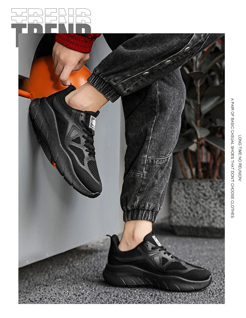 Fashion Platform Men's Running Shoes Trendy Casual Knit Breathable Orange Sneakers Men Outdoor Sports Non-slip Jogging Shoes Man