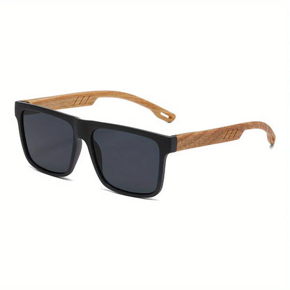 1/2pcs New Square Casual Sunglasses Wood Grain Spring Hinges UV400 Protection Unisex Outdoor Daily Eyewear