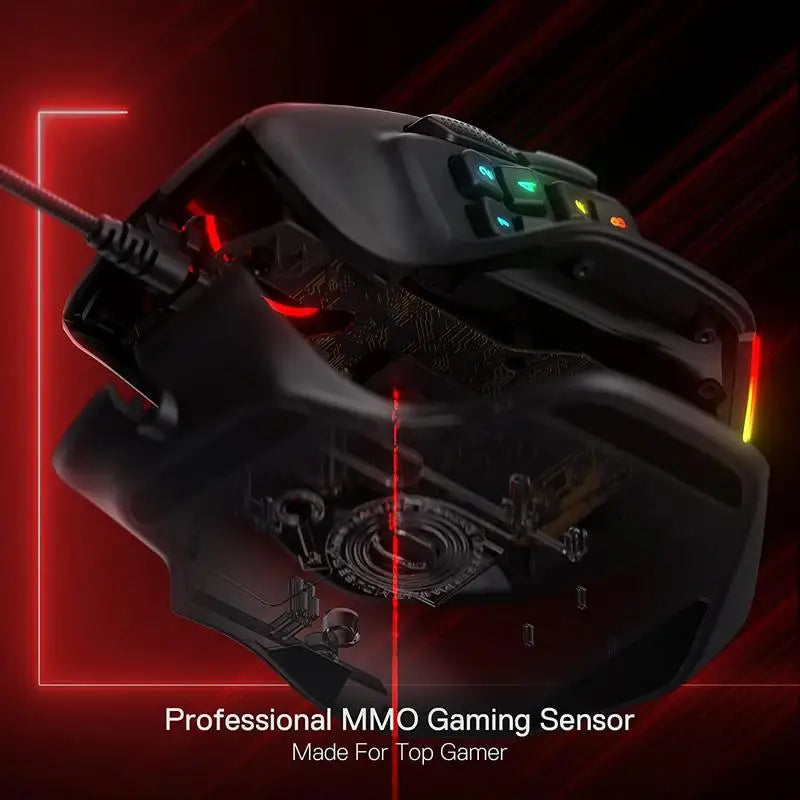 Redragon M811 Aatrox MMO Gaming Mouse, 15 Programmable Buttons Wired RGB Gamer Mouse with Ergonomic Natural Grip Build