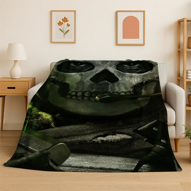 Call of Duty COD War Game Cartoon Flannel Blanket Soft Warm Throw Blanket for Bedroom Living Room Bed Travel Camping Picnic