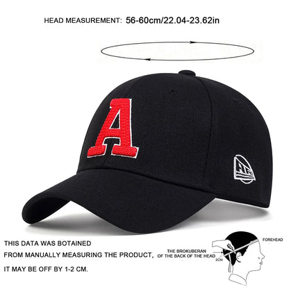 Unisex A Letter Embroidery Baseball Caps Outdoor Adjustable Spring and Autumn Casual Sunscreen Hat