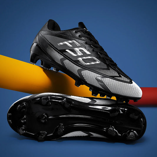 Lightweight AG/FG Soccer Cleats PU Fabric Sweat-Absorbent Upper TPU Non-slip Sole Durable Boys Girls Football Training