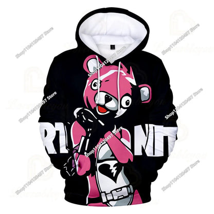 Φούτερ Cosplay Fortnites με κουκούλα, 3D τύπωμα παιχνιδιού, unisex, casual παλτό, anime περιφερειακό kawaii μπουφάν, παιδικά ρούχα, δώρα