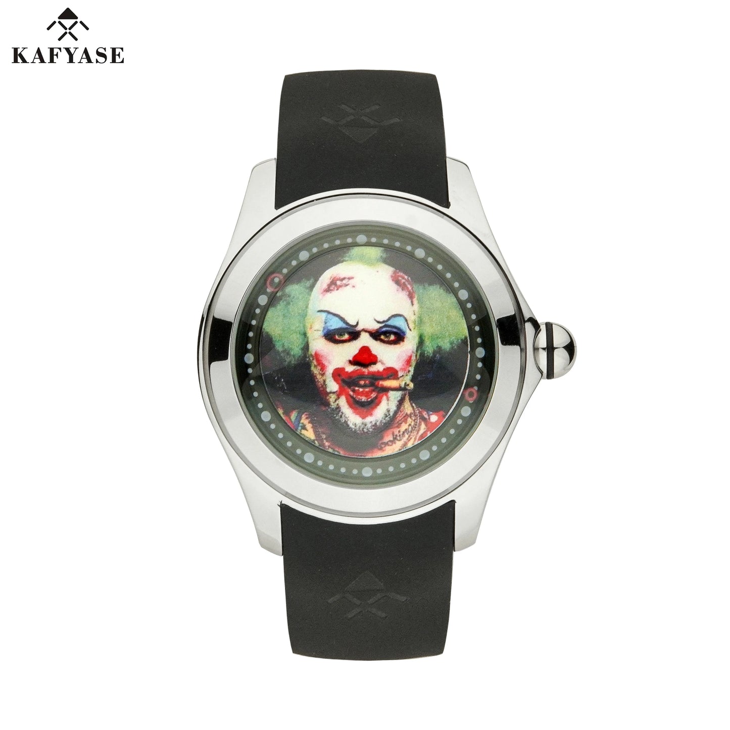 KAFYASE Fashion Earth  Bubble Rubber Automatic Watches Luxury Men 46mm Mechanical Wristwatches Art Eye Ball Dial Classic Watch