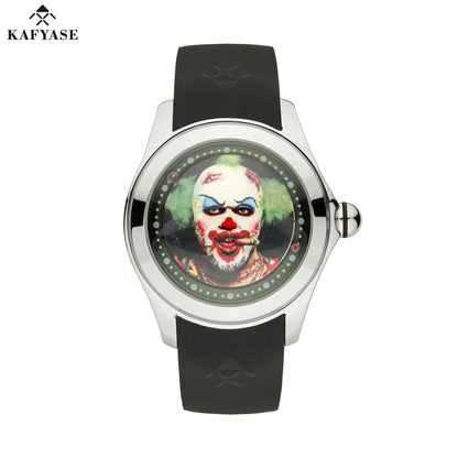 KAFYASE Fashion Earth  Bubble Rubber Automatic Watches Luxury Men 46mm Mechanical Wristwatches Art Eye Ball Dial Classic Watch