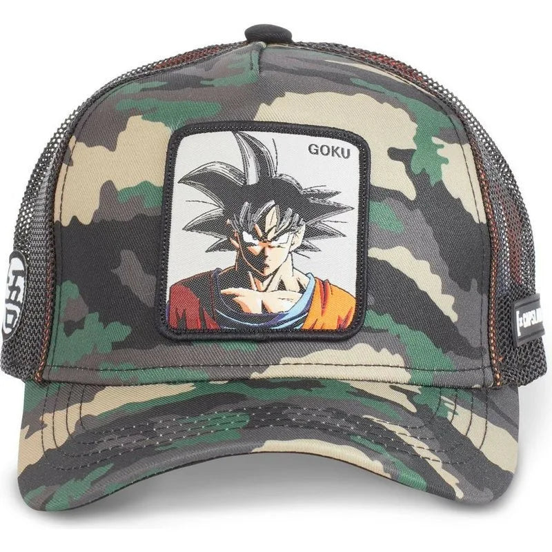 Dragon Ball Son Goku-Kappe, Sommer-Reisekappe mit Schirm, Herren-Kappe mit Stickerei, im Hip-Hop-Stil, Sonnenvisier, verstellbare Trucker-Kappe aus Netzstoff