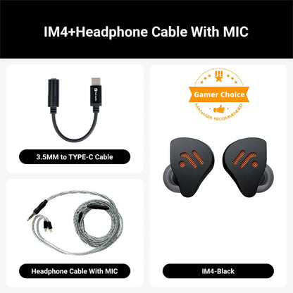 Fosi Audio IM4 HiFi Wired Earphones Open-Back Dynamic Driver IEM Headphones for Music Monitoring, Gaming & Professional Audio
