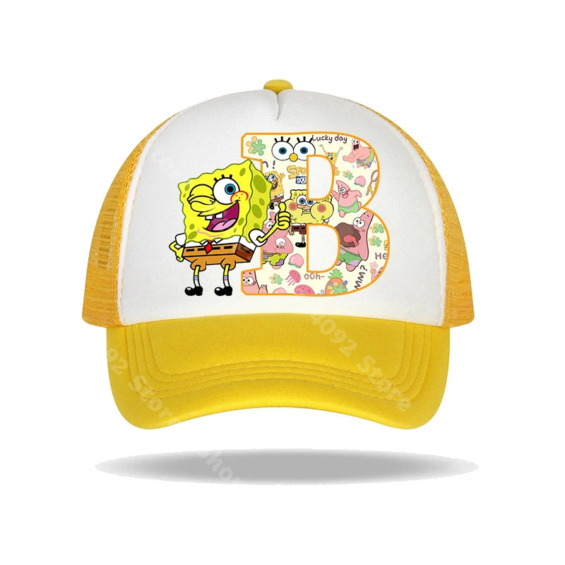 Casquette de baseball Bob l'éponge pour enfants et adultes, imprimé lettres, chapeaux de soleil, anime, dessin animé, casquettes à visière réglable, chapeau décontracté d'été, nouveauté