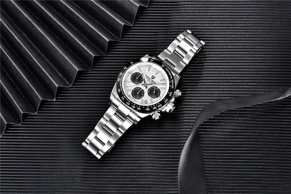 PAGANI DESIGN V2 40MM Relógio masculino de quartzo com mostrador meteorito, safira, cronógrafo retro, impermeável para homem
