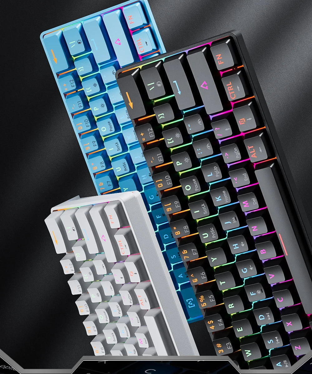MUCAI MK61 USB Gaming Esports Mechanical Keyboard 61 Key Red Axis Wired Detachable Cable RGB Backlight Hot Swap