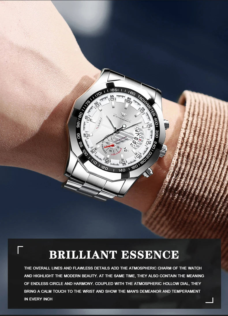 BINBOND Orginal Quartz Wristwatches For Men Luxury Luminous Waterproof Auto Date Men's Watch Stainless Steel Reloj Free Ship