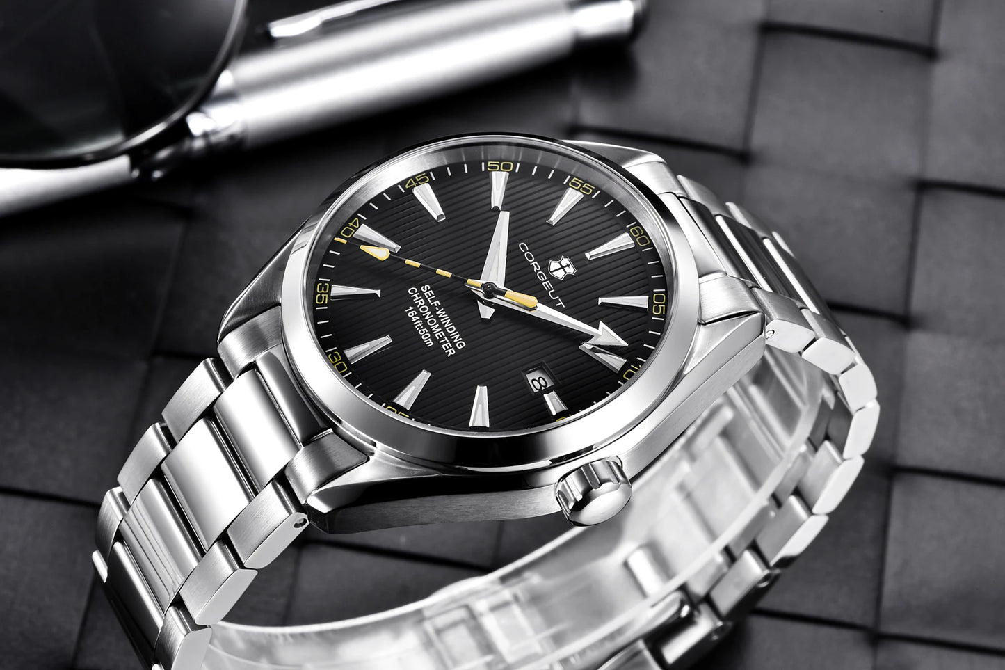 Luxury NH35 Movt Corgeut 41mm Man Sport Clock Automatic Relogio Masculino Mechanical Wristwatch Sapphire Steel Band Men's Watch