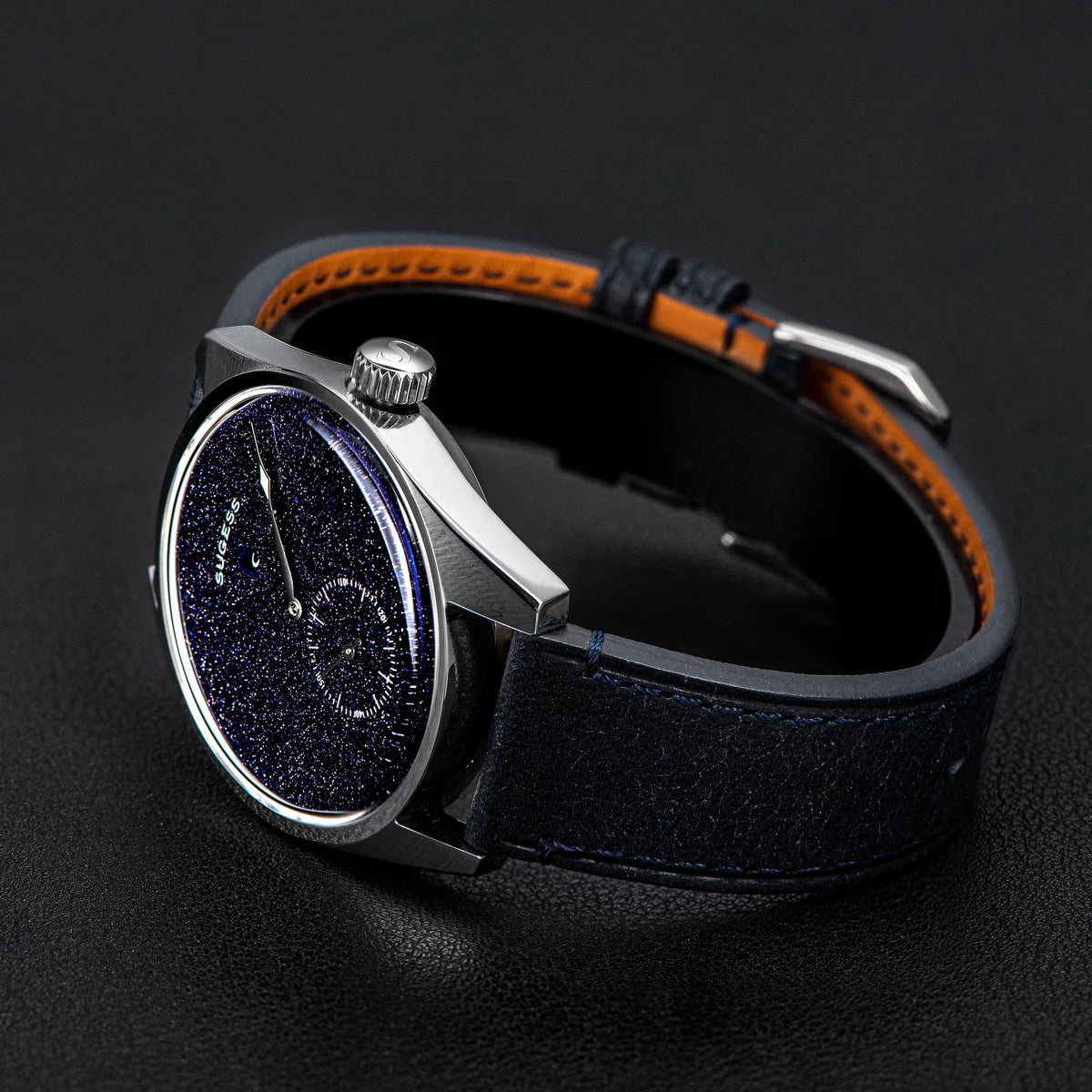 Sugess Mens Watch Automatic ST1721 Movement Aventurine Mechanical Wristwatches Hardlex Glass Fashion Simple Business Clock S451