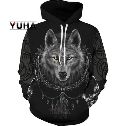 Wolf 3d Printed Hoodies Unisex Cool  Pullover Animal Graphic Sweatshirt Men’s Street Wear