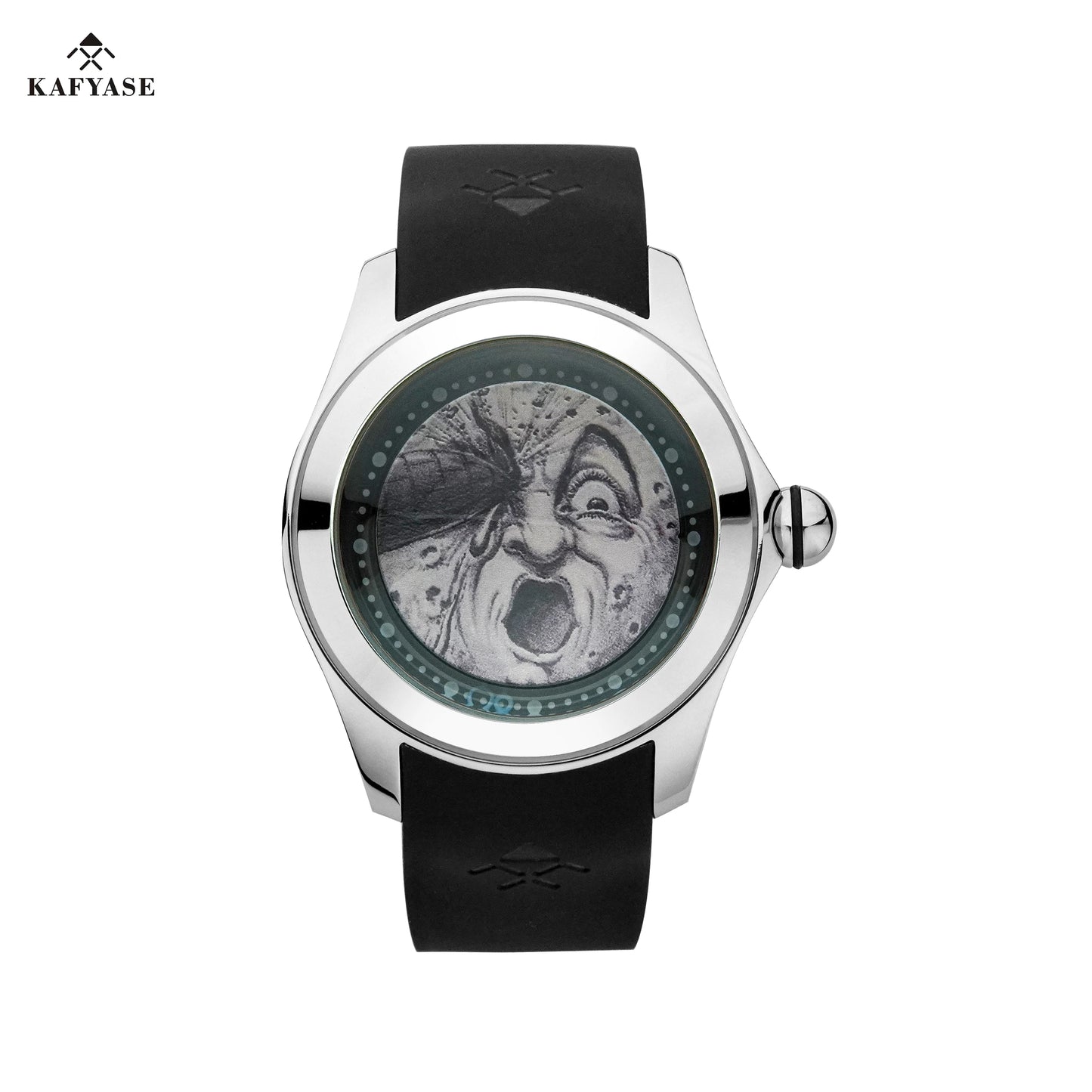 KAFYASE Fashion Earth  Bubble Rubber Automatic Watches Luxury Men 46mm Mechanical Wristwatches Art Eye Ball Dial Classic Watch