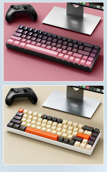 K68 68Key Wireless Mechanical Keyboard Tri-mode Connection, Full Key Hot Swap, RGB lighting Effects, L