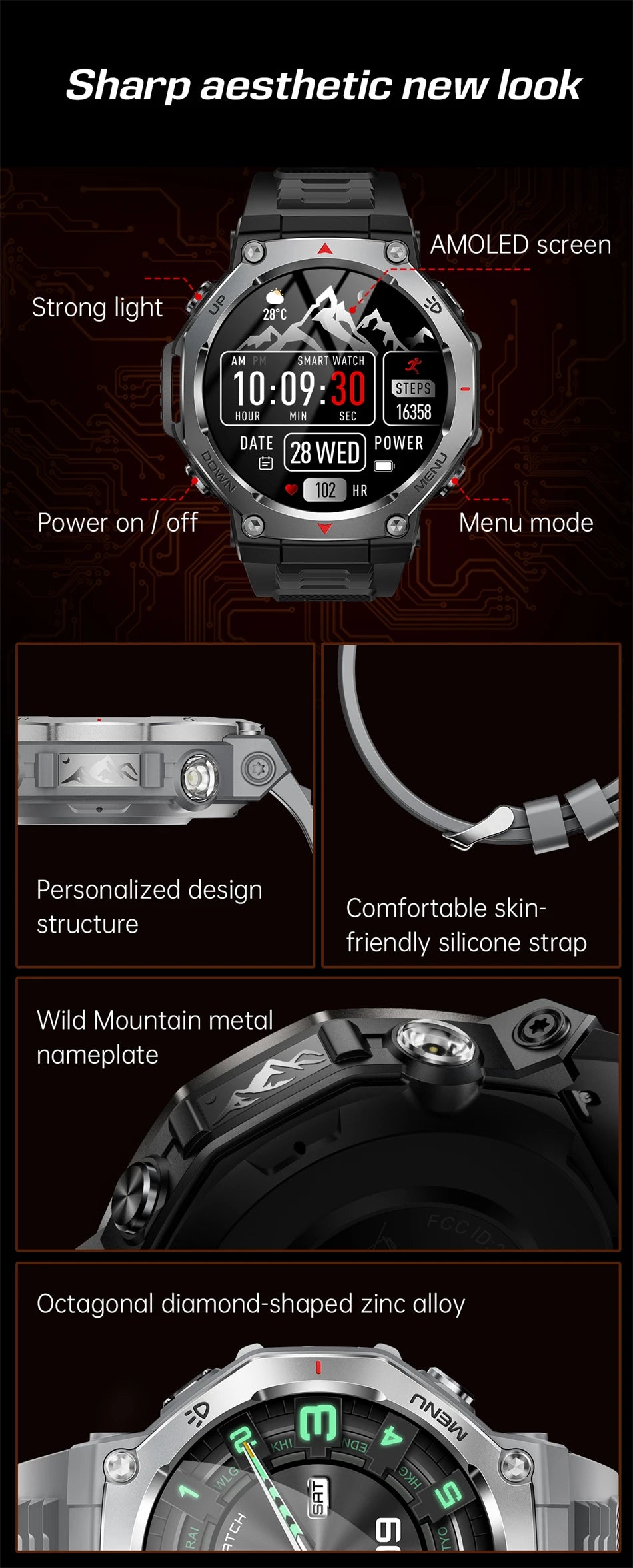 New T-Rex 3 Military Outdoor Sports Smart Watch Men GPS Motion Track 5 ATM Waterproof Heart Rate HD Bluetooth Call Smart Watch