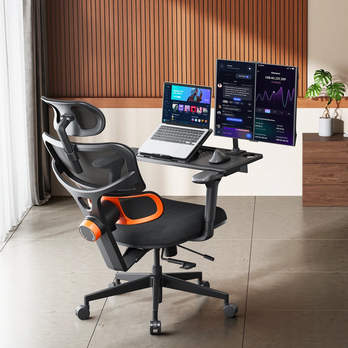 NEWTRAL NT001 Ergonomic Office Chair with Auto-Following Lumbar Support, 3 Recline Angle, Adjustable Backrest Armrest Headrest