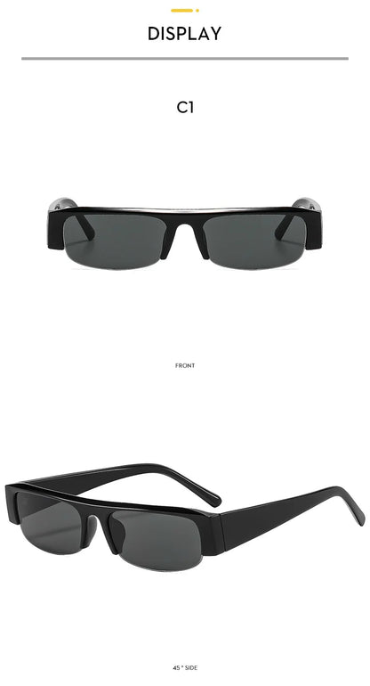 vintage small rectangle half frame black sunglasses for new fashion leopard gradient sun glasses ladies trendy driving eyewear
