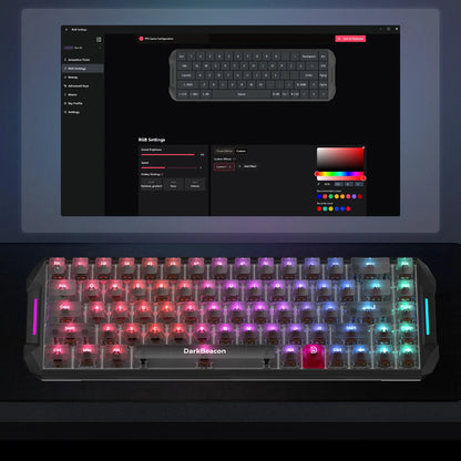 DarkBeacon Blade 68 RGB Silent Mechanical Gaming Keyboard Hot Swappable Wired N-Key Rollover 65% Compact Keyboard for PC Gamer