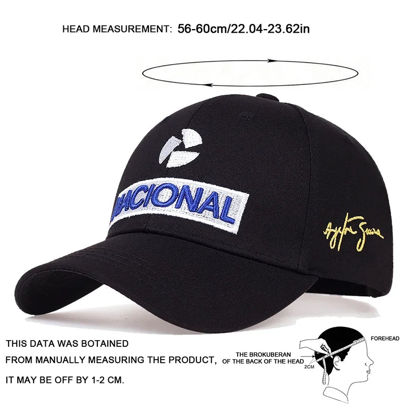 Bonés de baseball unissexo com bordado de letras NACIONAL, para primavera e outono, chapéus casuais ajustáveis para exterior, chapéu de proteção solar, boné desportivo de golfe