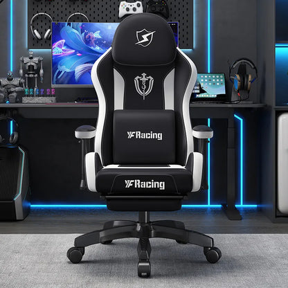Gaming Chair with Latex Seat Cushion, Four-stage Pneumatic Cylinder, Removable Dual Headrest Adjustable Backrest, Office Chair