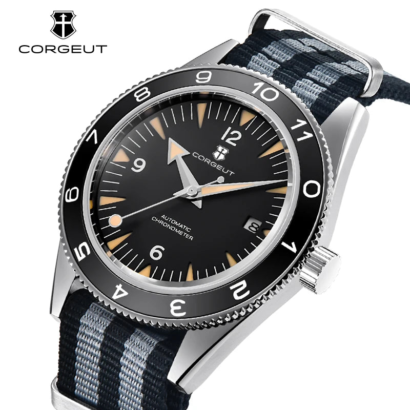 41MM Sapphire Glass 100m Waterproof Japan Automatic Luminous Men's Watch Nylon Strap