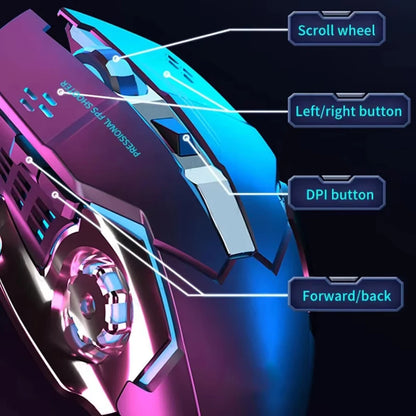 Vezeték nélküli Bluetooth egér 2.4G USB Mecha gaming egér, újratölthető, halk, háttérvilágításos, ergonomikus irodai egér, gamer kiegészítők