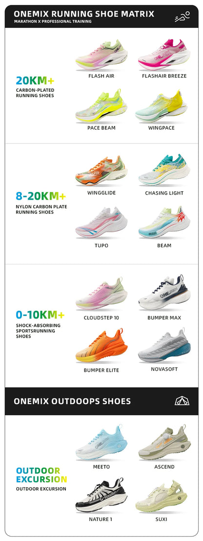 ONEMIX-Nylon Carbon Board Marathon Running Racing Shoes, Professional Stable Support, Shock-relief, Ultra-light Rebound Sneaker
