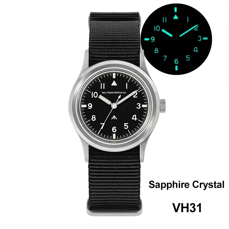 Militado ML14 Limited Edition Quartz Watch VH31 Sweep Second Quartz Movement Watch Sapphire Crystal BGW9 C3 Luminous Men's Watch