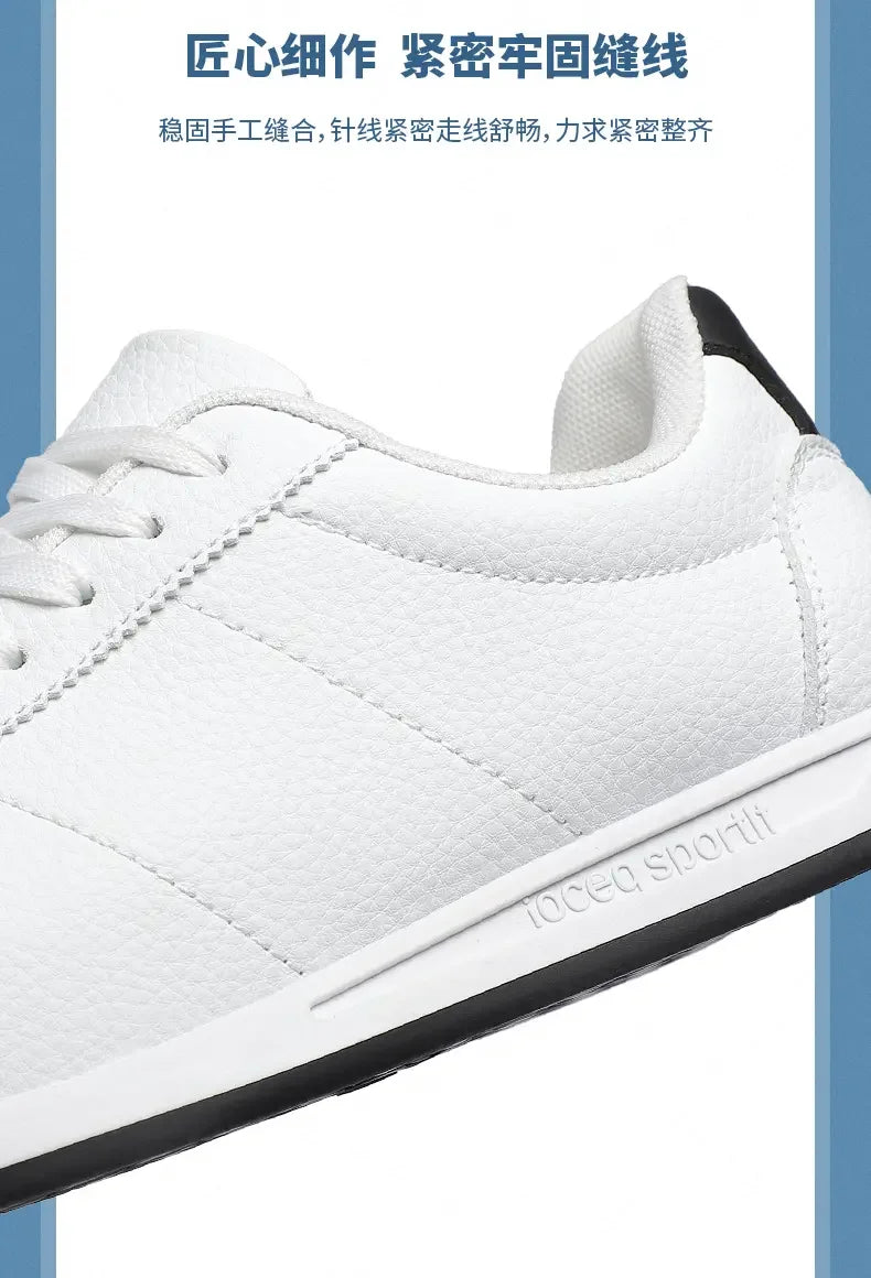 Zapatillas deportivas de cuero PU para tiempo libre, running, verano, moda, antideslizantes, montañismo, tenis, tendencia, superventas, para hombre, blancas, planas
