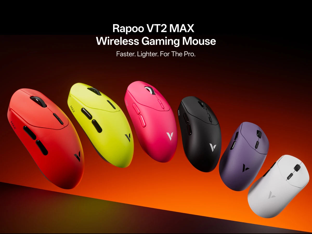 Rapoo VT2 MAX Wireless E-sports Gaming Mouse with 8K Polling Rate Optical Sensor Ergonomic Design 53g Lightweight for PC Laptop