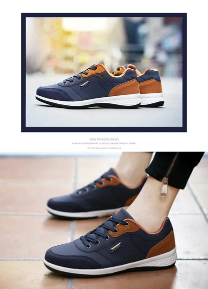YRZL Herrenschuhe Frühling Herbst Wasserdichte Walking-Sneaker Freizeit-Ledersportschuhe für Herren Rutschfestes Schuhwerk Tennis für Herren