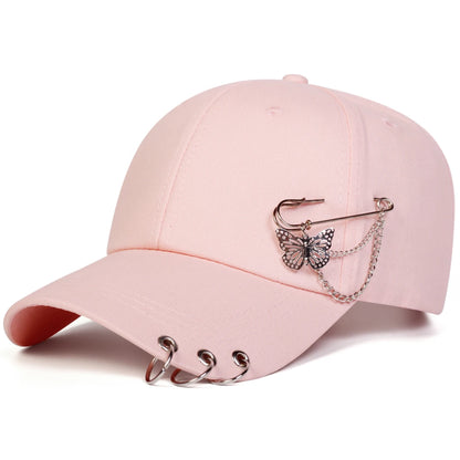 Unisex-Baseballkappen mit Schmetterlings-Eisenring für Frühling und Herbst – verstellbare Freizeitkappen für draußen – Sonnenschutzhut – Sportkappe