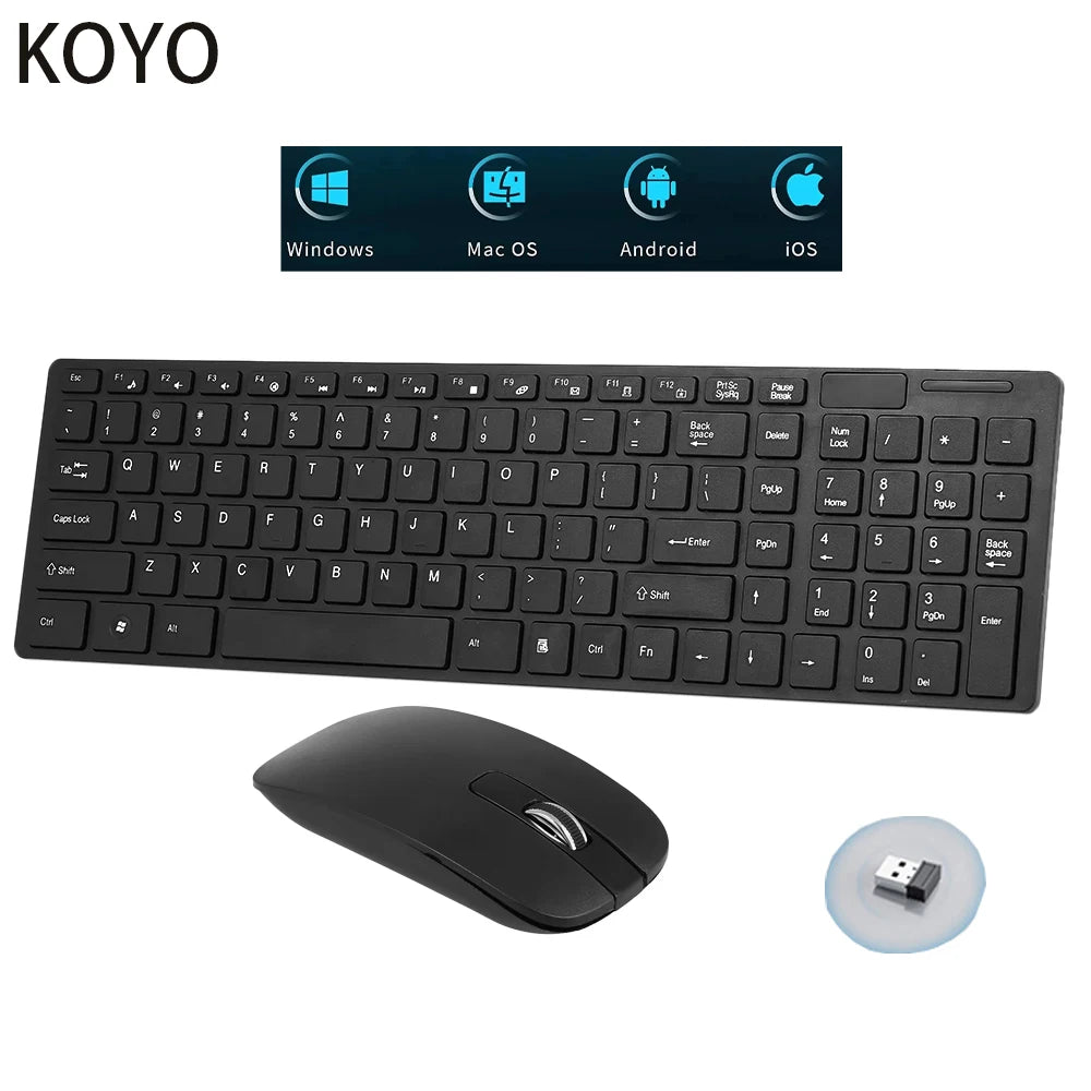New 2.4G Wireless Keyboard and Mouse Set for Laptop iPad PC Desktop for Android iOS Windows