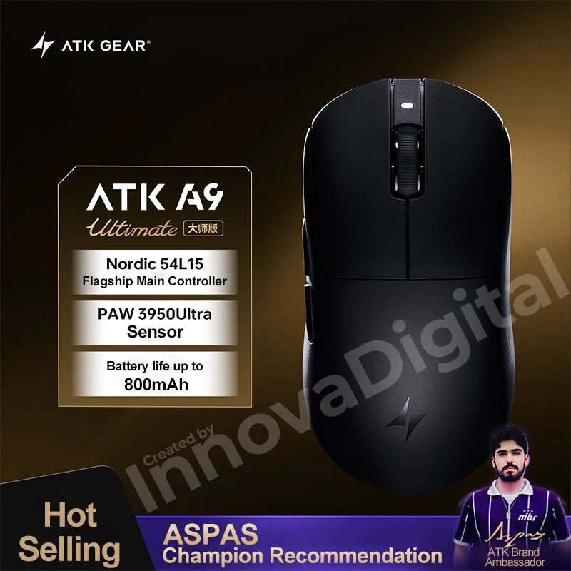 ATK Dragonfly A9 Ultimate Ασύρματο Gaming Mouse A9 Air PAW3950 Εξαιρετικά Ελαφρύ Εργονομικό Ποντίκι E-sports για Gamer FPS CSGO A9 Ultra