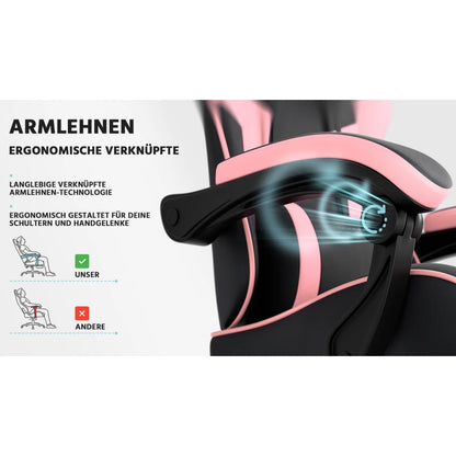 Gaming Chair Ergonomic Gaming Chair with Lumbar Support, Breathable Pu Leather Office Chair,Comfortable Computer Chair