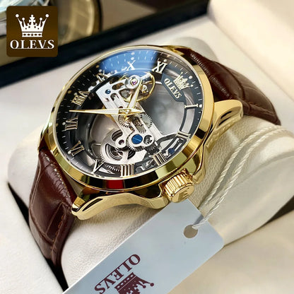 OLEVS 6661 Men Top Brand Watch Luxury All Transparent Hollow Men Mechanical Watch Original Fashion Waterproof Classic Men Watch