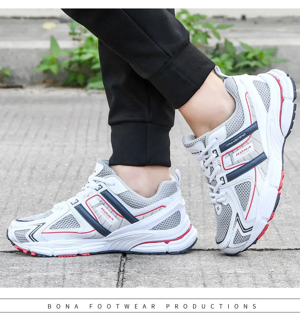 BONA 2023 New Designers Light Running Jogging Mesh Shoes Breathable Comfortable Men Sneaker Casual Outdoor Sport shoes Man Mesh