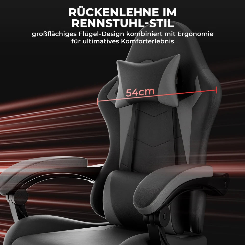 Gaming Chair Ergonomic Gaming Chair with Waist Cushion and Headrest, Office Chair Height Adjustable, Chair for Adult Girls Boy
