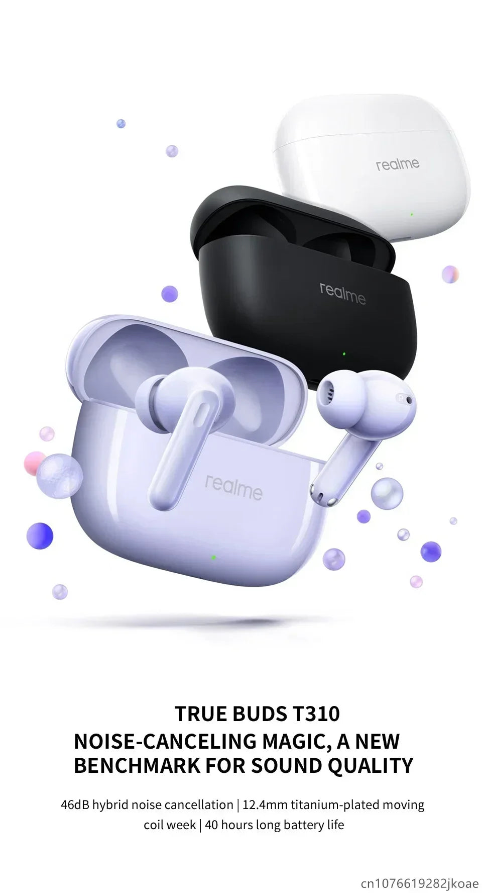 realme Buds T310 Wireless Earbuds Bluetooth 5.4 – 46dB Active Noise Cancelling HiFi Earphones with Deep Bass & Long Battery Life