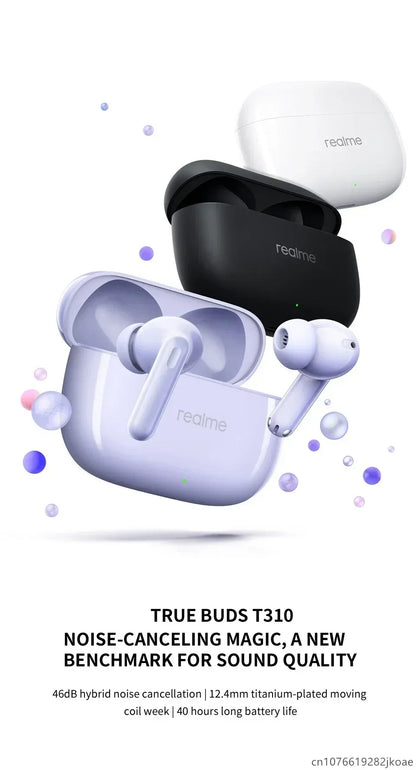realme Buds T310 Wireless Earbuds Bluetooth 5.4 – 46dB Active Noise Cancelling HiFi Earphones with Deep Bass & Long Battery Life
