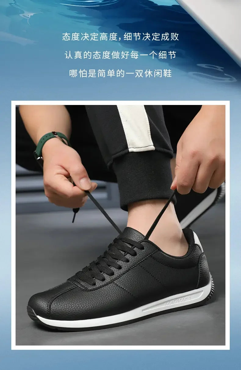 Zapatillas deportivas de cuero PU para tiempo libre, running, verano, moda, antideslizantes, montañismo, tenis, tendencia, superventas, para hombre, blancas, planas
