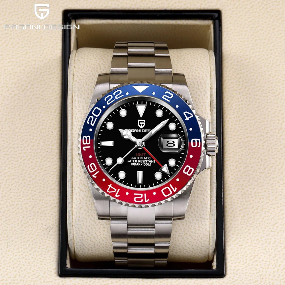 Montre automatique PAGANI DESIGN GMT 1662, montre-bracelet pour homme de 40 mm, étanche jusqu'à 100 m, montres-bracelets mécaniques pour homme Cloc
