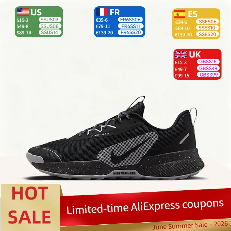 Nike Juniper Irail 3: comfortabele, duurzame en ondersteunende lage trailrunningschoenen voor heren in zwart en grijs FQ0904-001