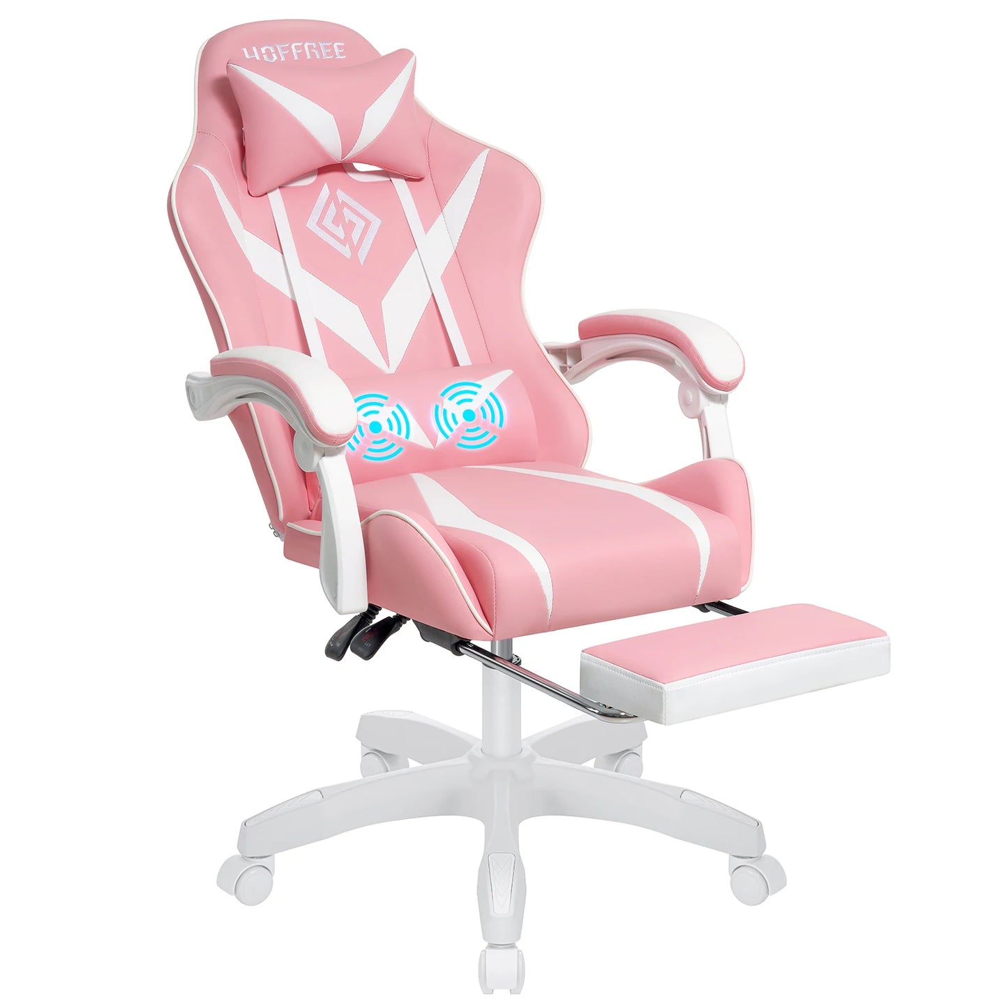 Gaming Chair with Massage Ergonomic Computer Chair Footrest and Lumbar Support Reclining PC Game Chair Adjust Armrest Headrest