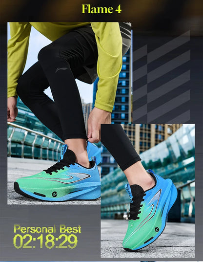 Løbesko med kulfiberplade til maraton, åndbare, lette, komfortable og skridsikre sportssneakers til mænd og kvinder