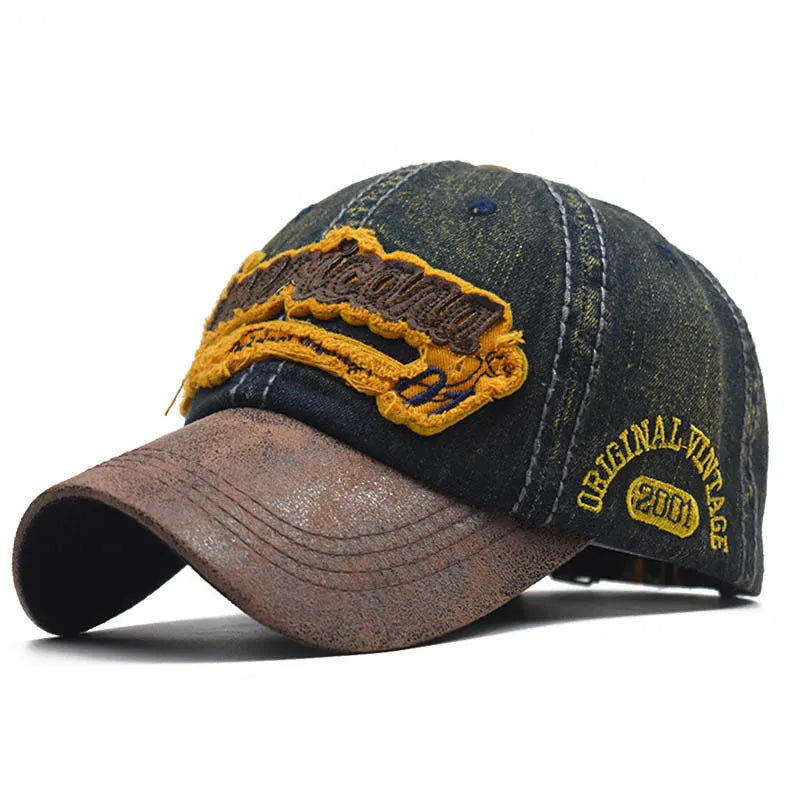 CNTANG Sommer-Denim-Baseballkappe Herrenmode Bestickte Buchstaben Baumwollkappen Snapback Herren Outdoor Freizeit Hip-Hop-Kappe Verstellbar