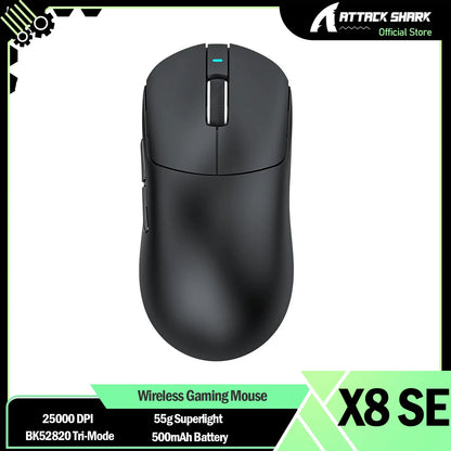 ATTACK SHARK X8 SE 55g Superlight Wireless Gaming Mouse, BK52820 Tri-Mode Mouse, 25000DPI, 500mAh Battery, 5 Programmable Buttons