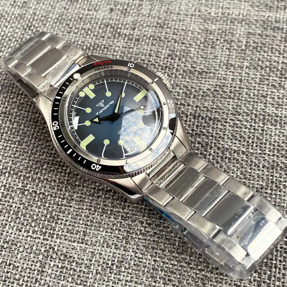 200M Water Resistant Mechanical Wristwatch Miyota 8215 Domed Sapphire Glass 120 clicks Bezel Steel Band Luminous Marks
